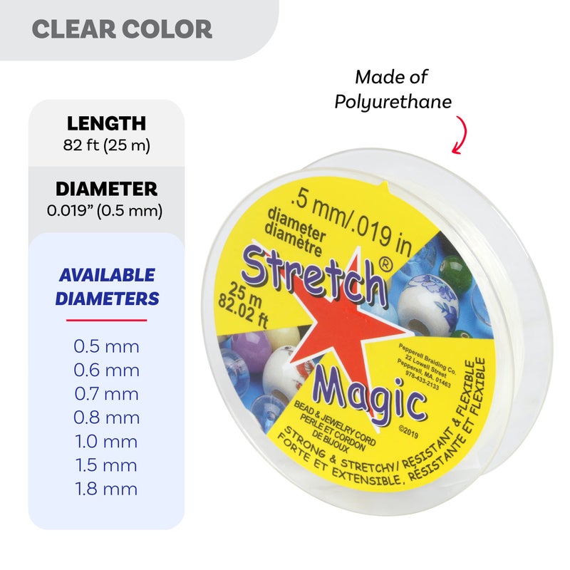 Stretch Magic Elastic Beading Cord â€“ Clear Color, 0.5mm in Diameter, 25-Meter (82 ft) - Easy to Knot, Strong & Stretchy String for Making Beaded Jewelry - Image 3
